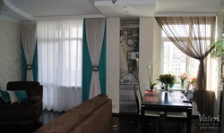 Curtains For The Living Room And Kitchen In The Same Style Photo