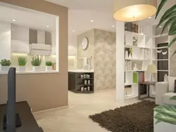 Kitchen Design With Living Room Partition Made Of Plasterboard