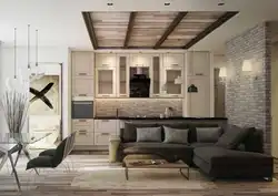 Дизайн интерьер кухни гостиной 40 м