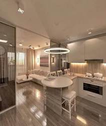 Interior design kitchen living room 40 m