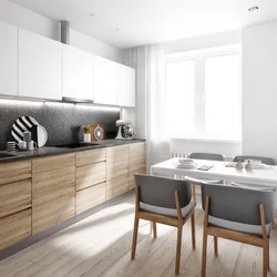 Дохили ошхона бо countertop чӯбӣ дар сабки муосир
