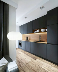 Дохили ошхона бо countertop чӯбӣ дар сабки муосир