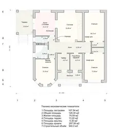 Layout of a house with 3 bedrooms photo