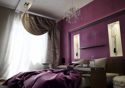 Bedroom interior brown lilac