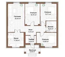 House layout photo with three bedrooms and a living room