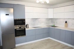 Kitchen with white bottom photo