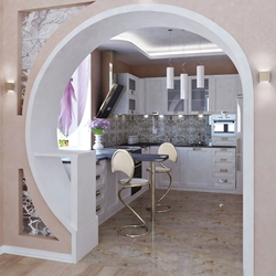Photo of plasterboard partitions for kitchen zoning