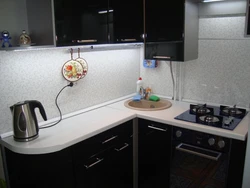 Photo corner sets for the kitchen in Khrushchev with a column