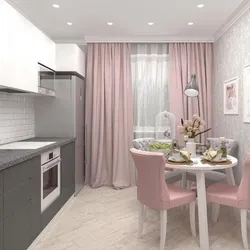 Combination of pink in the kitchen interior photo