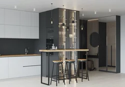 Refrigerator at the bar counter kitchen design
