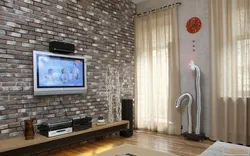 Decorating the living room with decorative stone photo