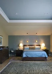 Gray Suspended Ceiling In The Bedroom Photo