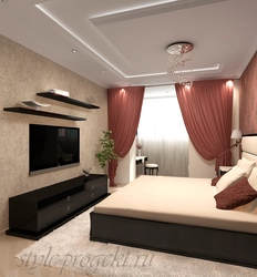 Bedroom in a panel house with a balcony design