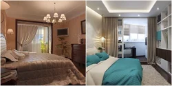 Balkon dizaynı olan panel evdə yataq otağı