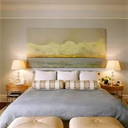 Large paintings in the bedroom interior