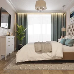 Colors combined with beige in the bedroom interior photo