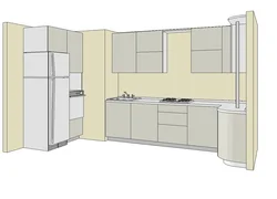 Corner kitchens with ventilation box in the corner photo design