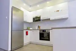 Photo of kitchen in line with refrigerator