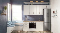 Photo of kitchen in line with refrigerator