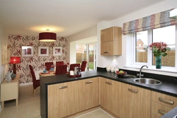 Wallpaper for the kitchen interior design combined small kitchen