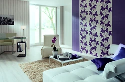 Living room interior design with combined wallpaper