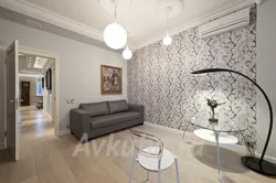 Living room interior design with combined wallpaper