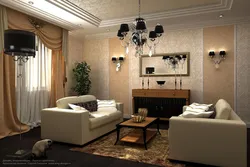 Living room interior design with combined wallpaper