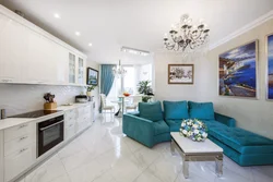 Kitchen design with two sofas photo