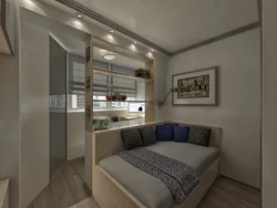 Living Room And Bedroom In One Room With A Balcony Photo