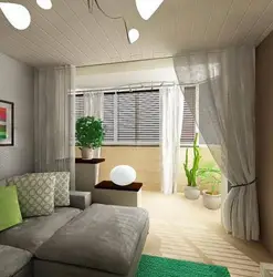 Living room and bedroom in one room with a balcony photo