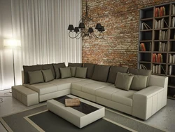 Large sofa in the living room in a modern style photo