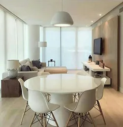 Round tables in the living room modern photos