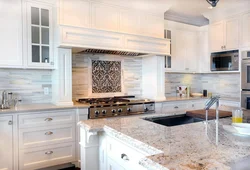 Tabletop and apron for the kitchen of the same color photo in the interior