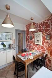 Table against the wall in the kitchen real photos