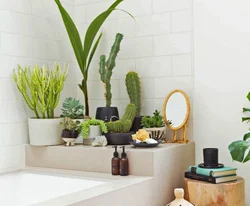 Bathroom interior with flowers