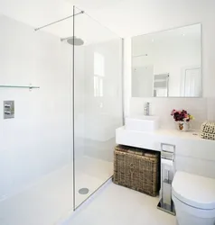 Bathroom interior with shower without bathtub