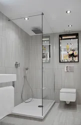 Bathroom Interior With Shower Without Bathtub