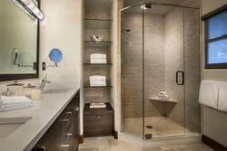 Bathroom interior with shower without bathtub