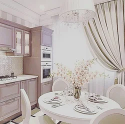 Powdery color in the kitchen interior