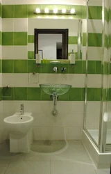 Bathroom green white tiles photo