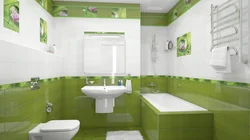 Bathroom green white tiles photo