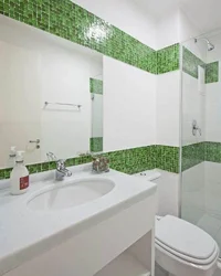 Bathroom green white tiles photo