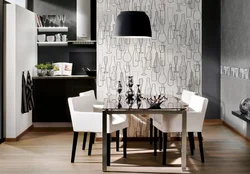 Black wall in the kitchen interior photo