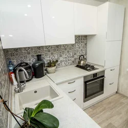 White kitchen in Khrushchev interior photo