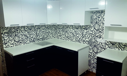 Wallpaper for kitchen furniture white photo