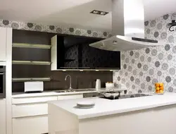 Шпалеры на кухню мэбля белая фота