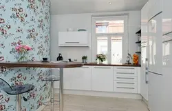 Обои на кухню мебель белая фото