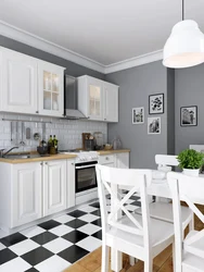 Wallpaper for white kitchen in the interior