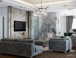Porcelain Tiles In The Living Room Interior On The Wall
