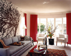 Combination Of Red Color In The Living Room Interior